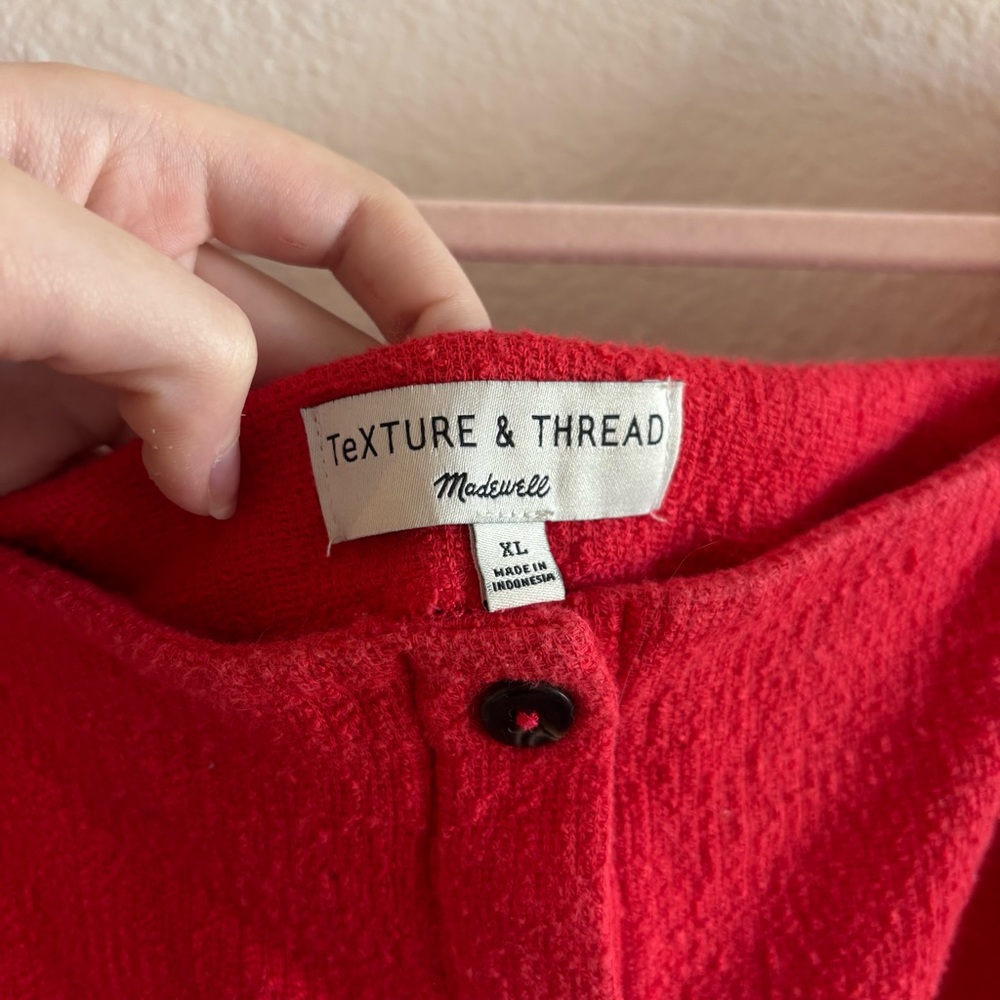 Madewell Texture & Thread Red Button Down Blouse … - image 3